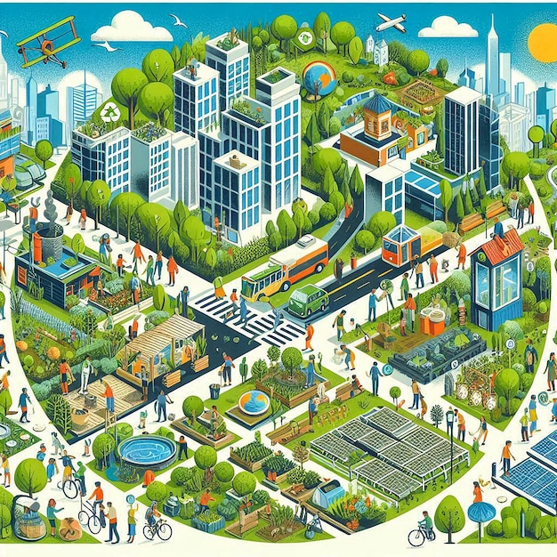 Sustainable Urban Living Illustration World Habitat Day Concept