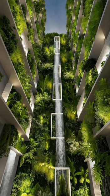 Sustainable Vertical garden living green wall for urban cooling