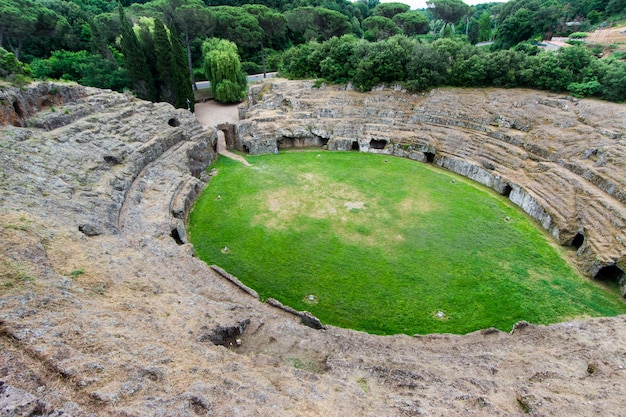 Sutri in Lazio, Italy. The rock-hewn amphitheatre of the Roman period