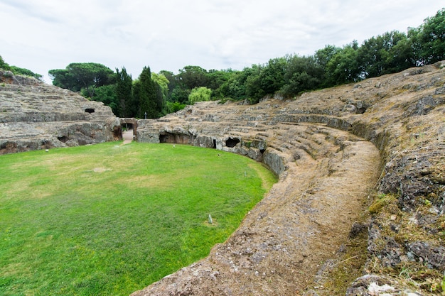 Sutri in Lazio, Italy. The rock-hewn amphitheatre of the Roman period