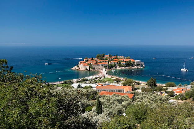 Sveti Stefan Island on the coast of the Adriatic Sea in Montenegro