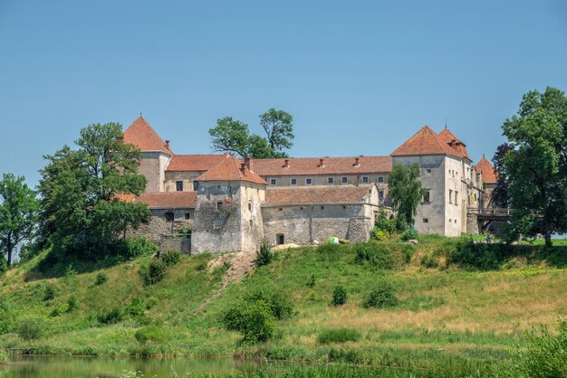 Svirzh, Ukraine 10.07.2021. Svirzh Castle in Lviv region of Ukraine on a sunny summer day