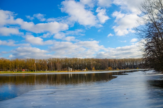 Svisloch River flows in Minsk and creates scenic spots. Belarus.