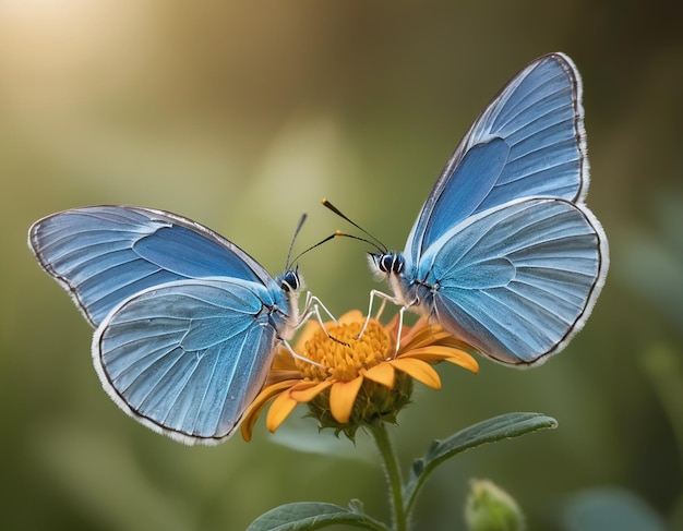 Swallowtail butterfly on flower and water