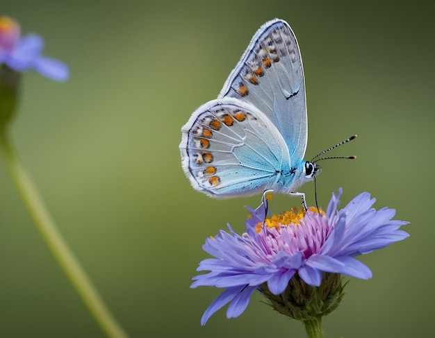 Swallowtail butterfly on flower and water