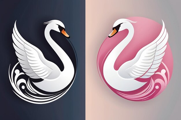 Photo swan animal logo beauty fashion vector