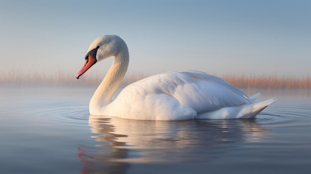 Swan in the clear water