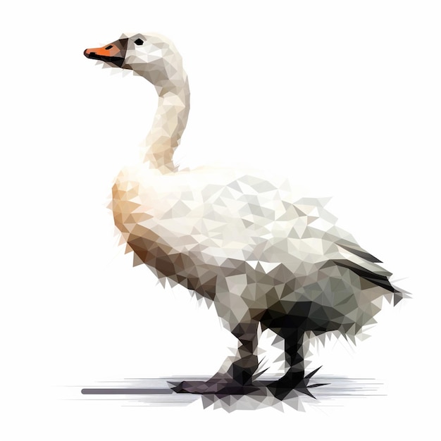 A swan is shown in a low poly style.