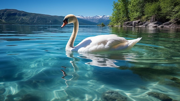 swan in lake HD wallpaper photographic image