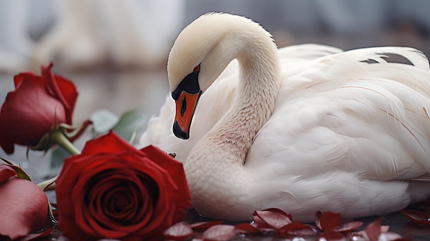 swan and rose