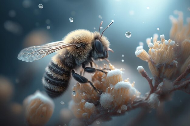 A swarm of bees collecting nectar from flowers