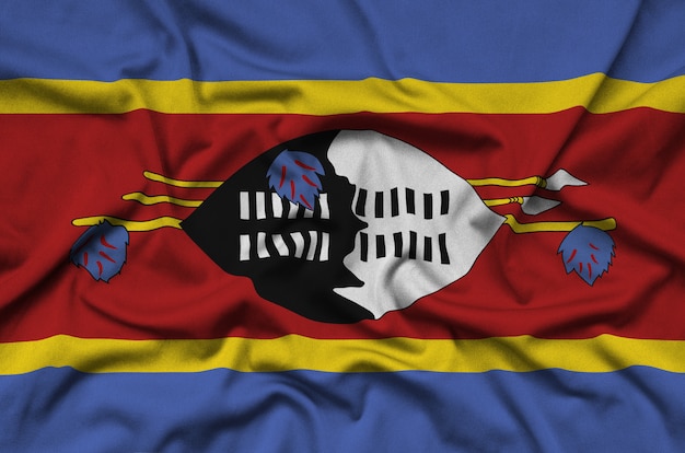 Swaziland flag with many folds. 