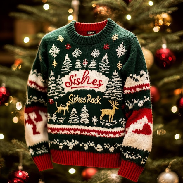 a sweater with a deer on it that says  western christian holiday  on it