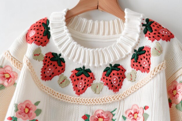 Photo a sweater with a strawberry design on it