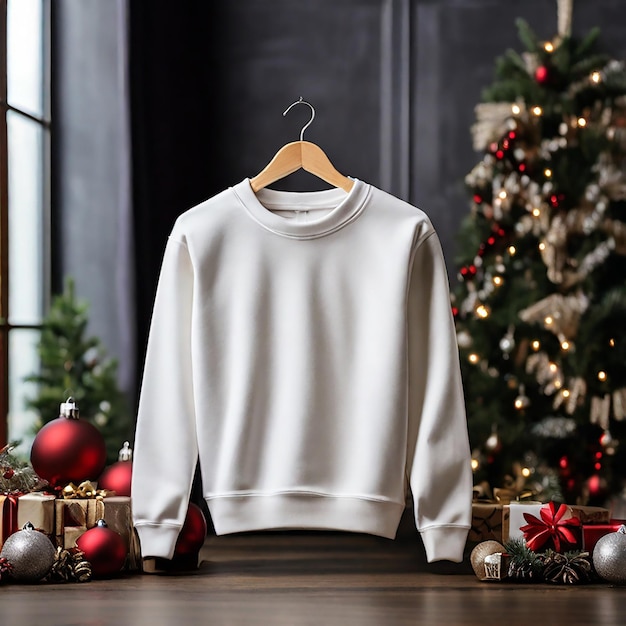 Photo sweatshirt for christmas background mock up