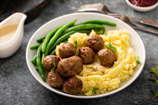 Swedish meatballs with mashed potatoes