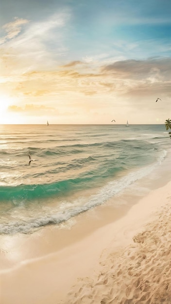 Sweeping beach and waves in the background serene coastline