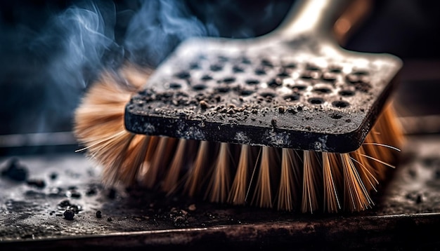 Sweeping with broom and dustpan cleaning indoors generated by AI