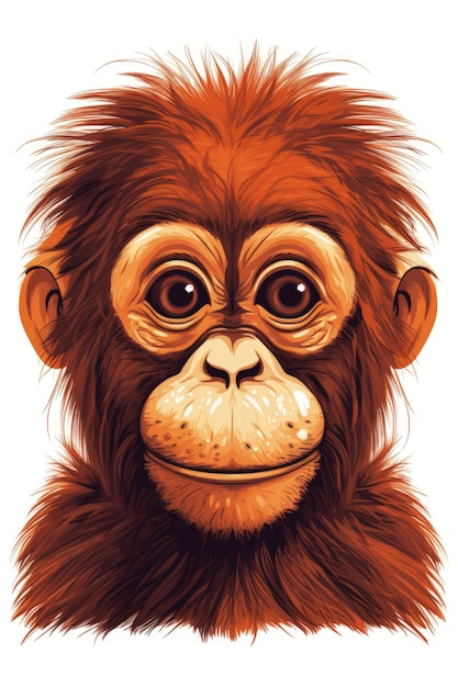 Sweet Baby Orangutan Illustration