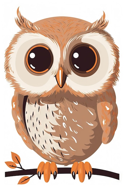 Sweet Baby Owl Illustration on White Background