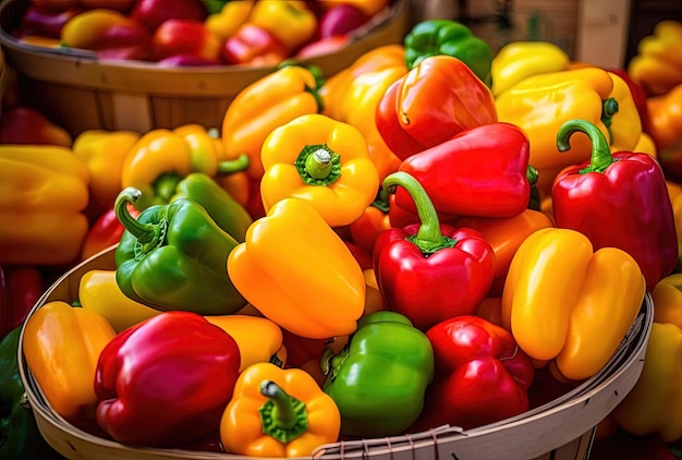 Sweet bell peppers on local farmers market