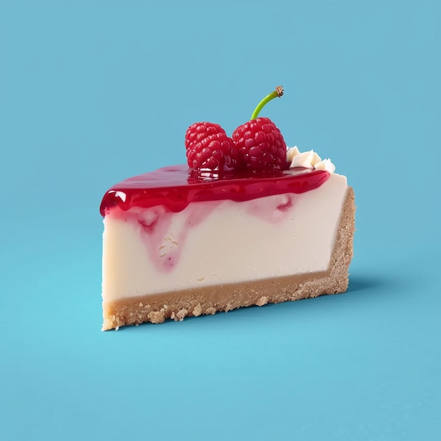 Sweet berry cheesecake slice with whipped cream indulgence