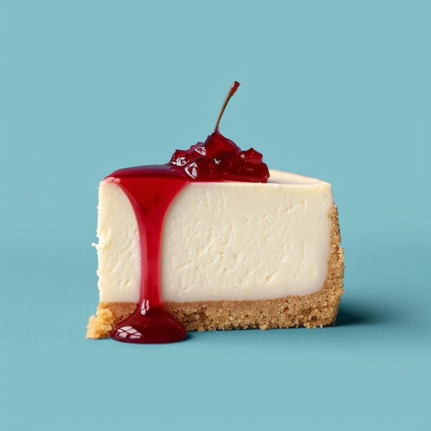 Sweet berry cheesecake slice with whipped cream indulgence