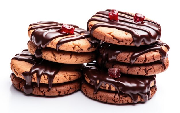 Sweet Biscuits with Cherries Display on a White background