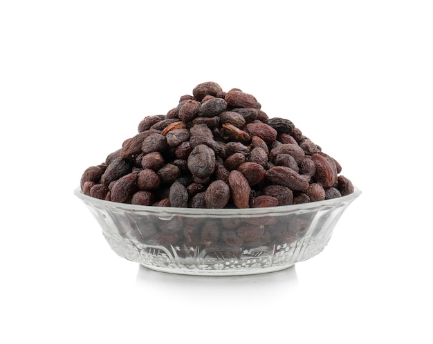 Sweet Black Fruit Raisin on White Background