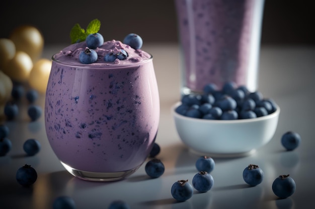 Sweet Blueberry Smoothie Illustration AI Generative