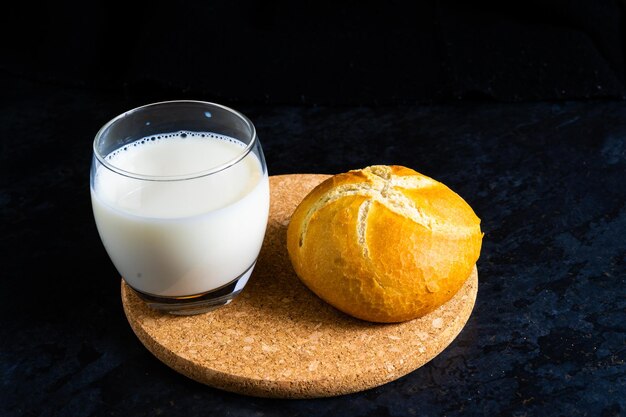 Sweet bread assorted traditional bakery, croissant, pans and milk