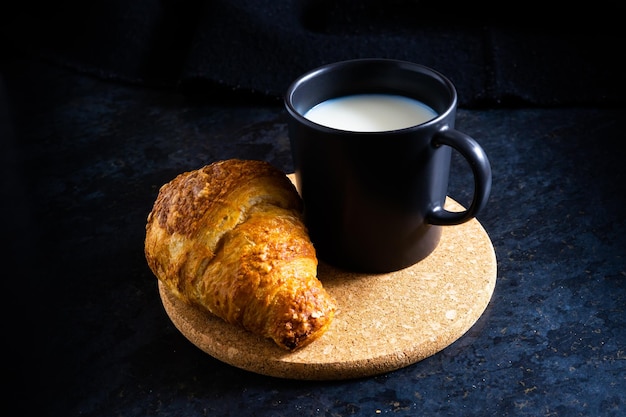 Sweet bread assorted traditional bakery, croissant, pans and milk