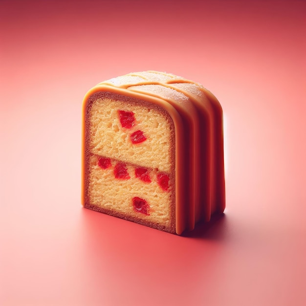 sweet cake on red background