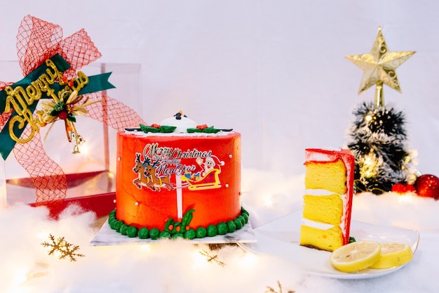 Sweet cake with decoration Christmas