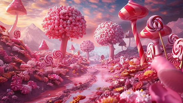 Photo sweet candy land dreamscape