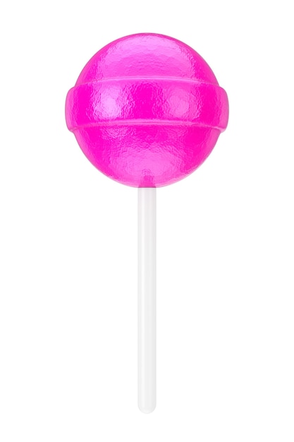 Sweet Candy Pink Lollipop on a white background. 3d Rendering