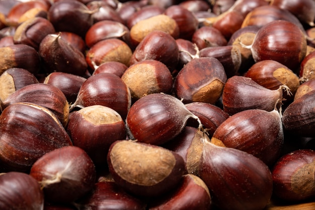 Sweet Chestnut background. Close up