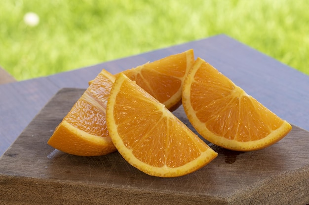 Sweet Chilean orange sliced for consumption