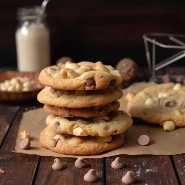 Sweet chocolate and butter chip cookies generative ai