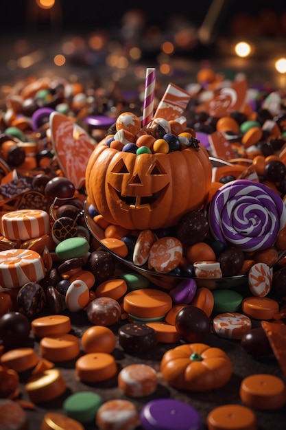 sweet chocolate and halloween candies