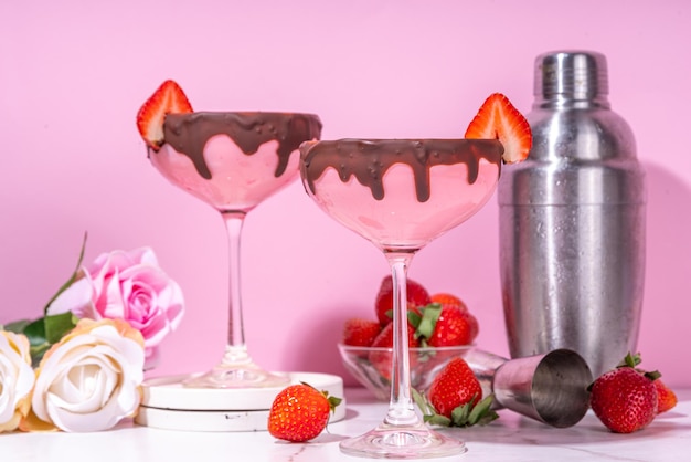 Sweet chocolate strawberry cocktail