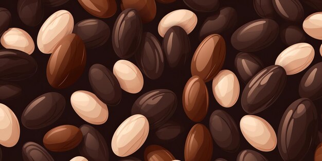 Sweet ChocolateCovered Nuts Candy Horizontal Background Illustration