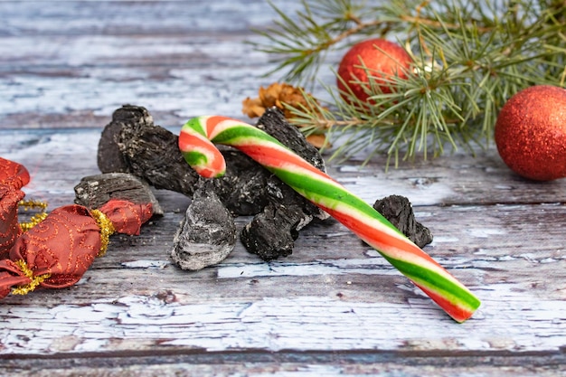 Sweet coals and candies from la befana