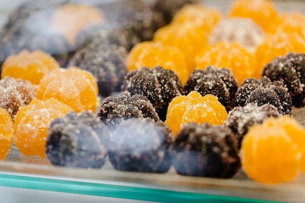 Sweet colorful candies closeup