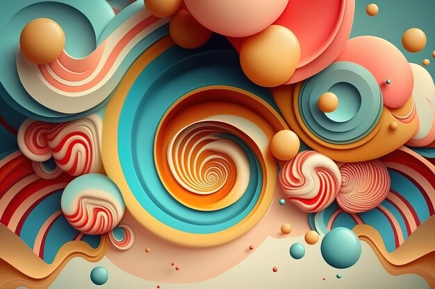 Sweet colorful candies and lollipops Look like 3d rendering Generative llustration for card party design flyer poster banner advertising