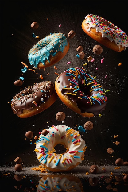 A Sweet and Colorful Delight donut day Generative ai