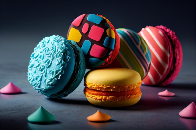 Sweet colorful macaroons Generative AI