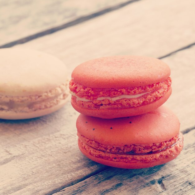 Sweet and colourful french macarons retro-vintage style