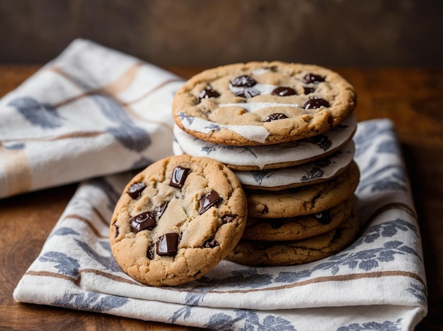 Sweet cookies on a tea towel