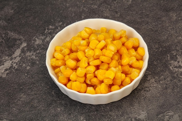 Sweet corn seeds in the bowl